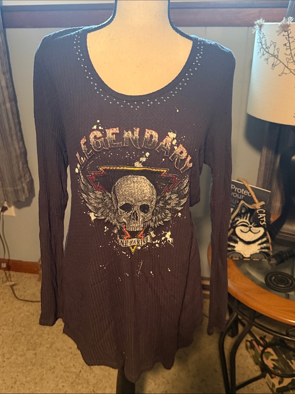NWT Torrid Legendary Skull Graphic Long-Sleeve Sweater - Dark Purple